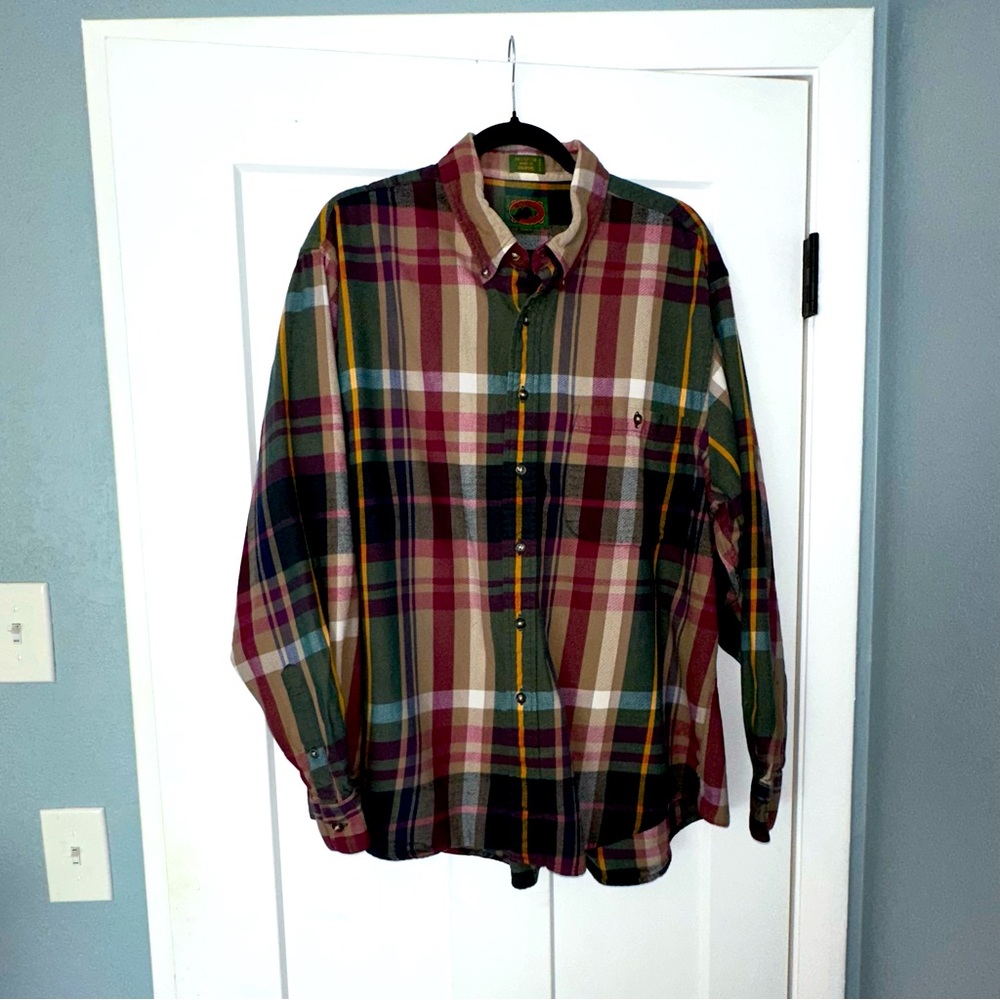Men's Boston Traders Cotton Plaid Button Down Shirt - XL